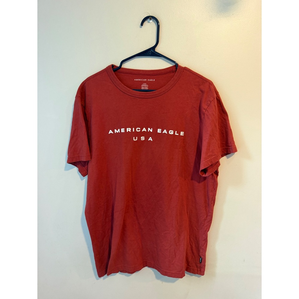 American‎ Eagle USA Graphic Tee Mens Large Red Short Sleeve Cotton T-Shirt L